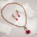 Ruby Snake Earrings and Necklace