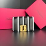 schiaparelli Black and White Striped Small Chain Bag