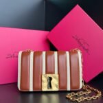 schiaparelli Brown Striped Medium Chain Bag