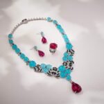 Ocean Blue Speckled Necklace, Earrings, and Ring