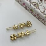 Dior pearl star clover heart hair clip