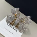 Chanel 25K Gold & Silver Two-Tone Bow Crystal Double-C Brooch