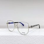 CH@NEL chain temples irregular metal cat-eye frame