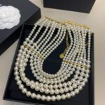 Haute Couture collection elegant multilayer handcrafted pearl necklace