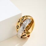 Trinity Three-Ring Leopard Print High-Gloss Enamel Ring (US sizes 6, 7, 8, 9)